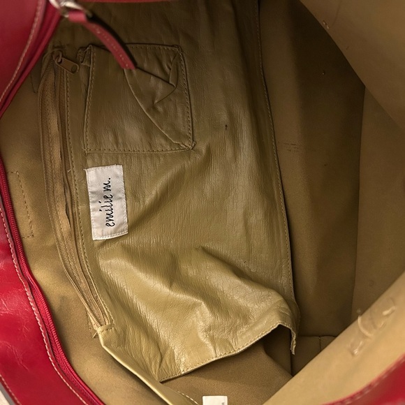 "Emilie M." Chic Red Leather Tote Bag - Picture 15 of 15